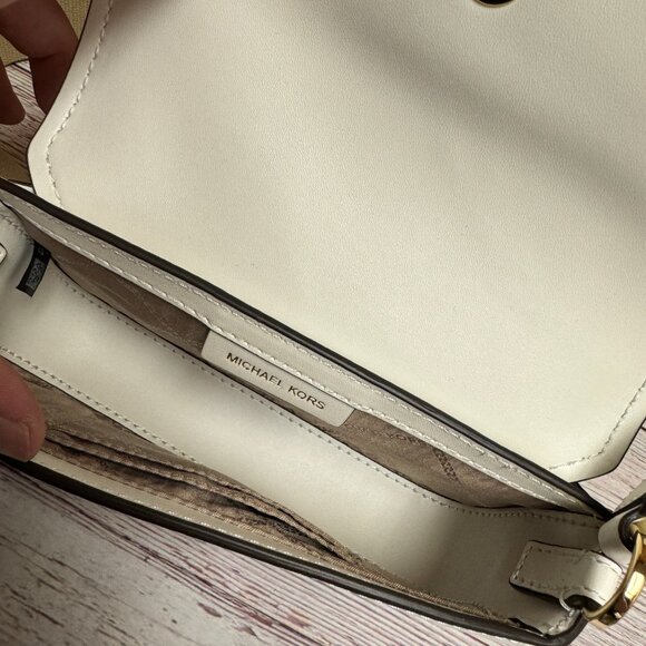 MICHAEL KORS Greenwich Extra Small East West Sling Leather Crossbody – Optic Whi - Picture 4 of 5